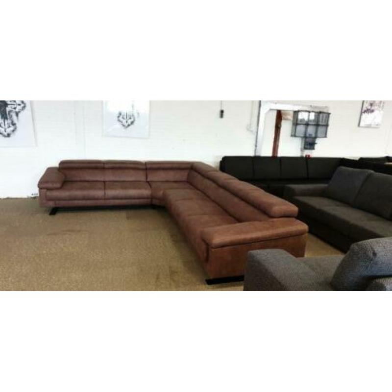#58 bruin stof modern design hoekbank