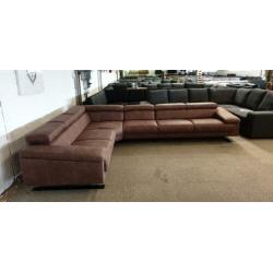 #58 bruin stof modern design hoekbank