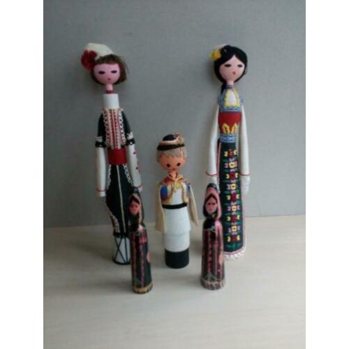 Houten poppen.Decoratie.Rusland/Balkan.Pr.p.set.vanaf