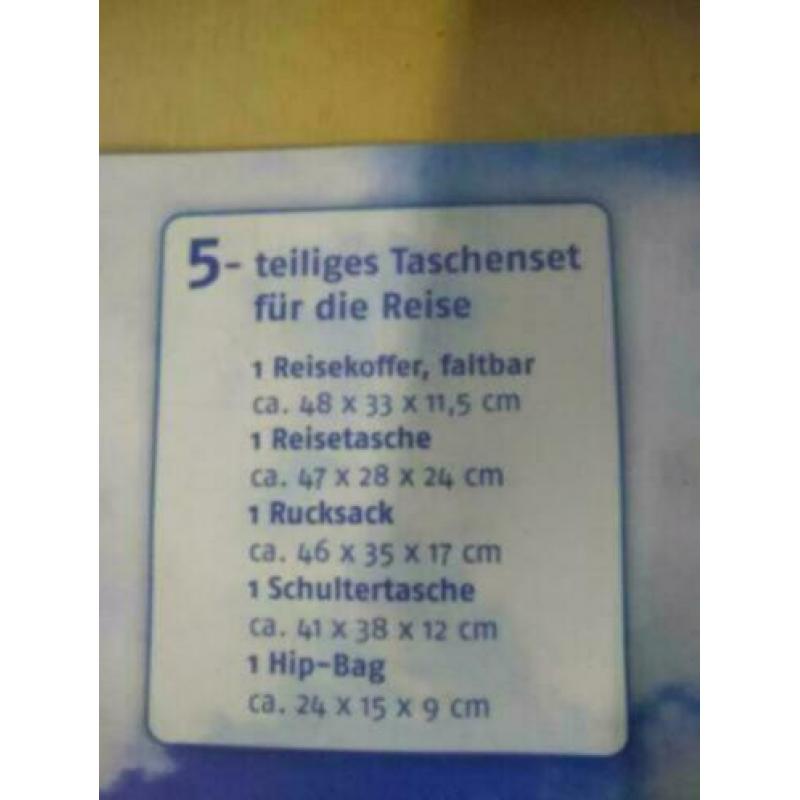 Tassenset grijs, diverse soorten en maten tassen 5 delig