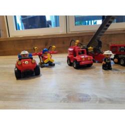 Duplo Brandweer auto's vliegtuig en politie auto's en motor