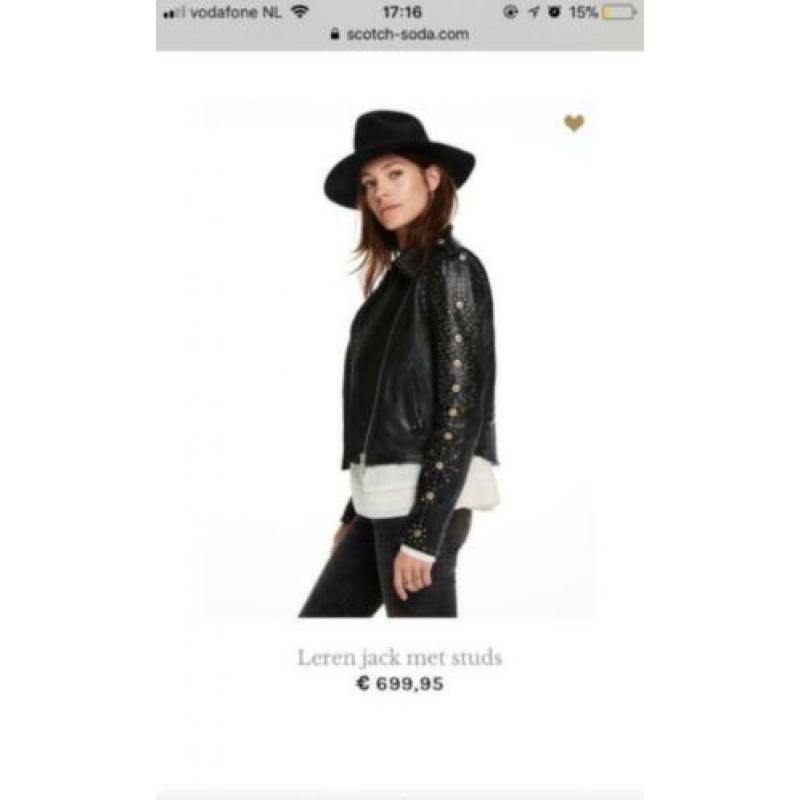 Maison Scotch leren jas maat small