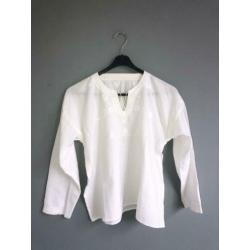 Katoenen top tuniek blouse wit kant borduur