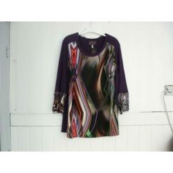 ger. Prachtig paars/multicolor tuniek Sempre Piu mt 46 nieuw