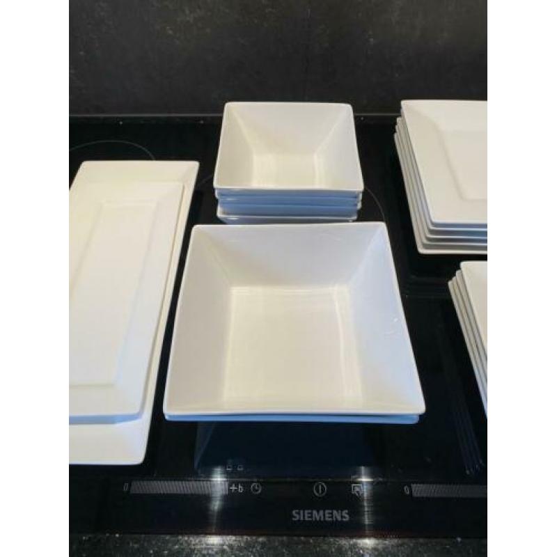 Wit vierkant servies 6pers
