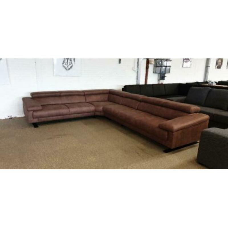 #58 bruin stof modern design hoekbank