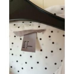 H&M Blouse Crème met zwarte stippen maat 36