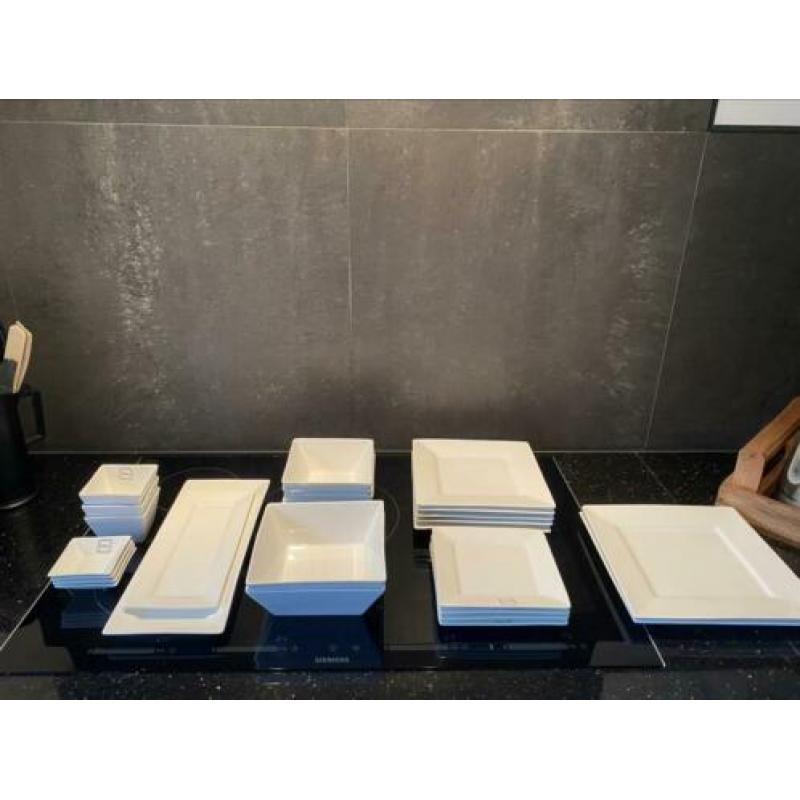 Wit vierkant servies 6pers