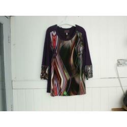 ger. Prachtig paars/multicolor tuniek Sempre Piu mt 46 nieuw