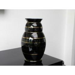 Hoge Art deco vaas Doyen, zwart/goud 1