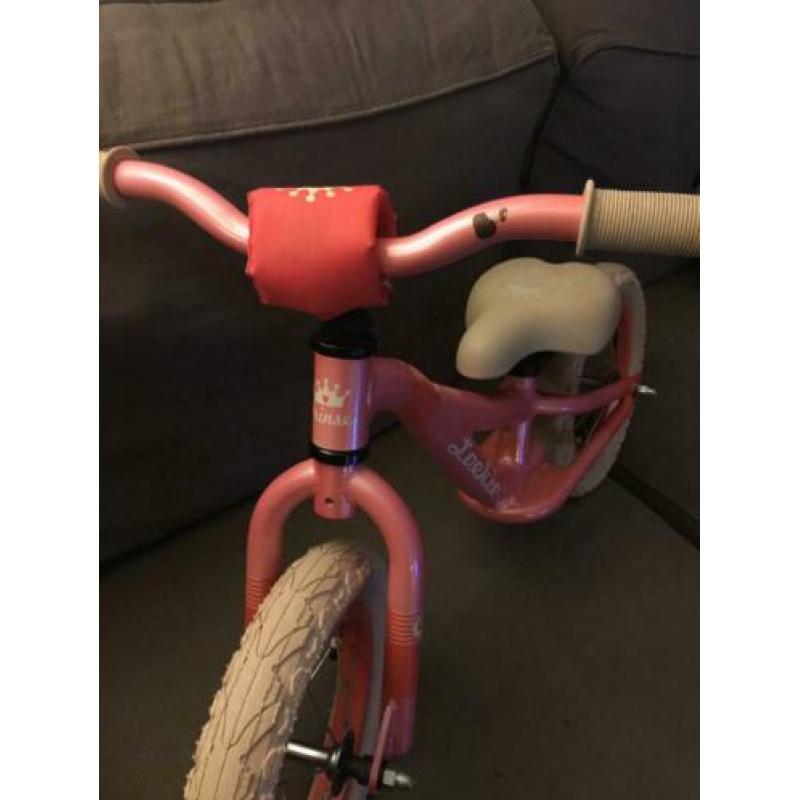 Roze Loekie prinsess loopfiets 12inch (vanaf 2,5/3jaar)