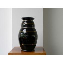 Hoge Art deco vaas Doyen, zwart/goud 1