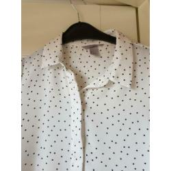 H&M Blouse Crème met zwarte stippen maat 36