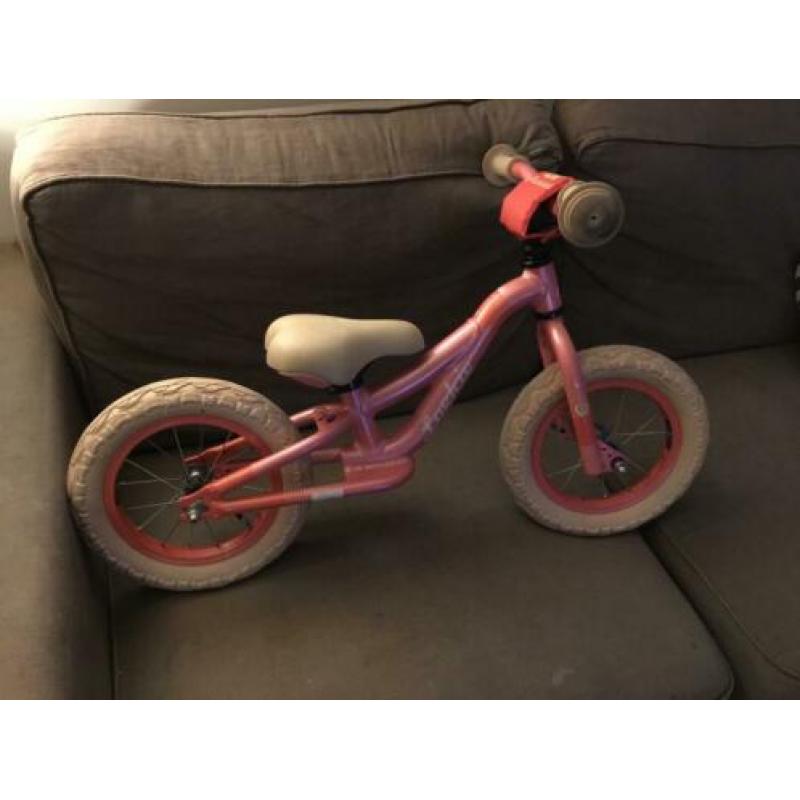 Roze Loekie prinsess loopfiets 12inch (vanaf 2,5/3jaar)