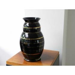 Hoge Art deco vaas Doyen, zwart/goud 1