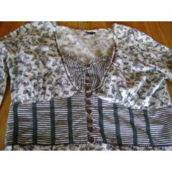 Z.g.a.n. grijs/groene O-Four tuniek, maat 42 (=38/40)