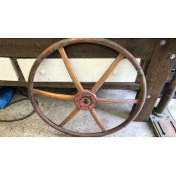 Houten stuurwiel voor sloep of zeilboot