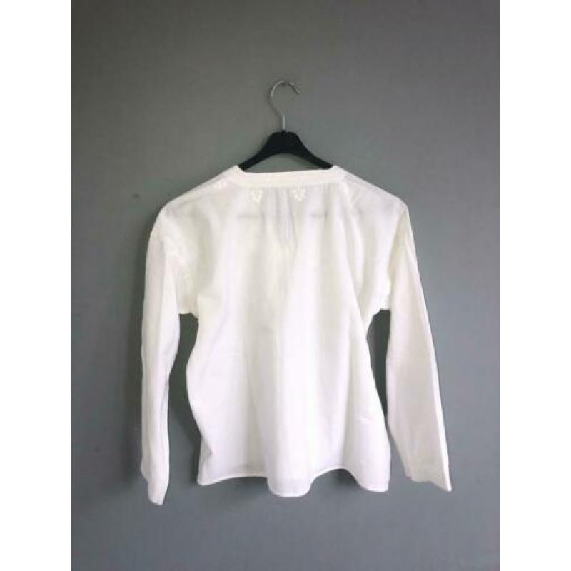 Katoenen top tuniek blouse wit kant borduur