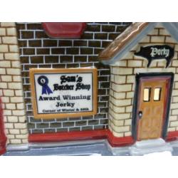 department 56 Sam's butcher shop slager kerstdorp kersthuis
