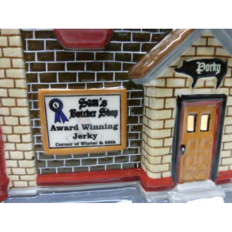department 56 Sam's butcher shop slager kerstdorp kersthuis