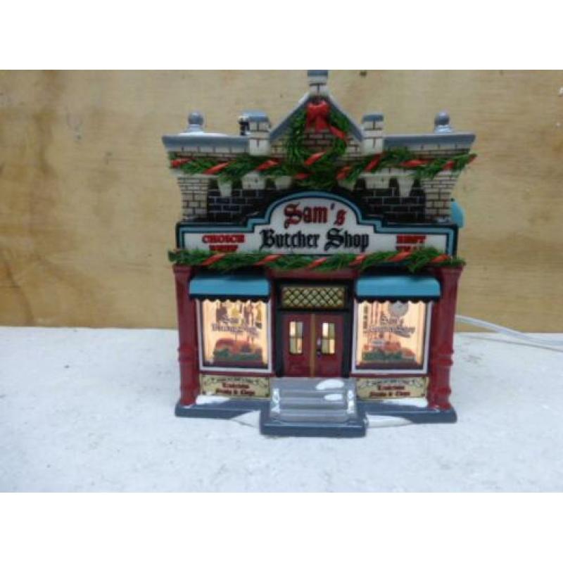 department 56 Sam's butcher shop slager kerstdorp kersthuis