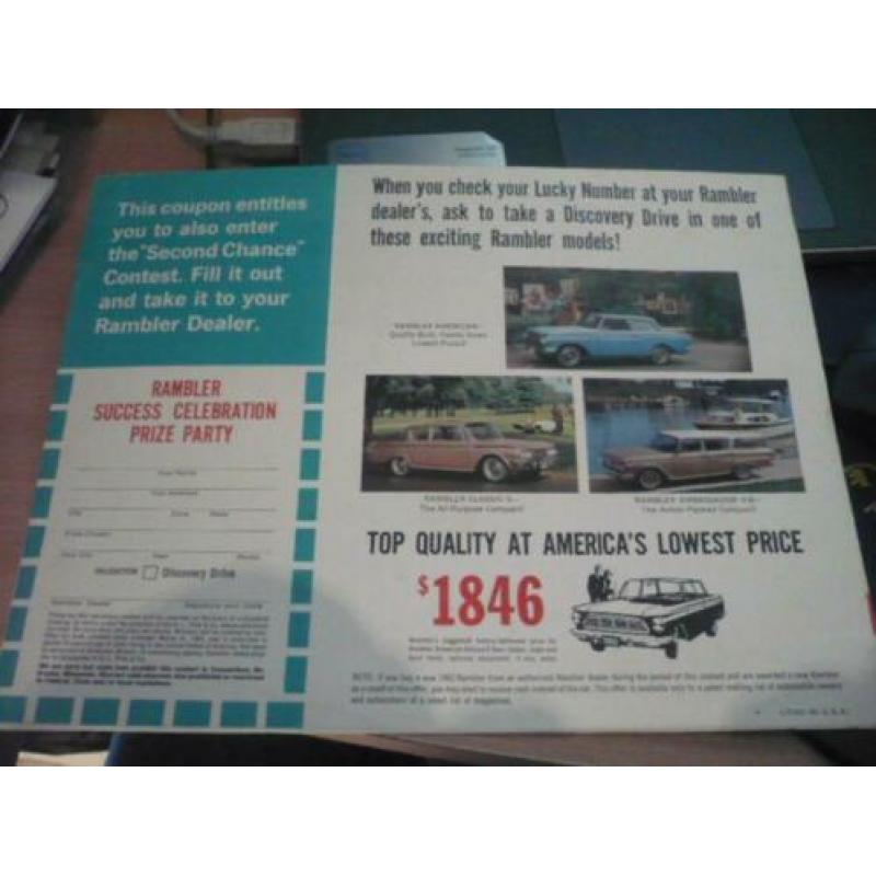 USA Folder RAMBLER modellen 1962