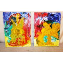 4 Zeer mooi geschilderd Abstracte Werken