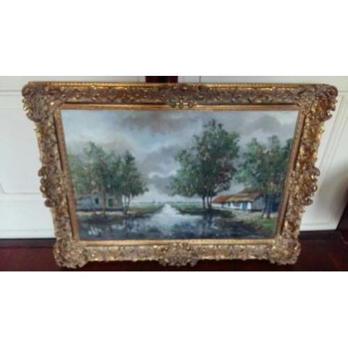 Schilderij van B.H. Slotman met schitterende gouden lijst