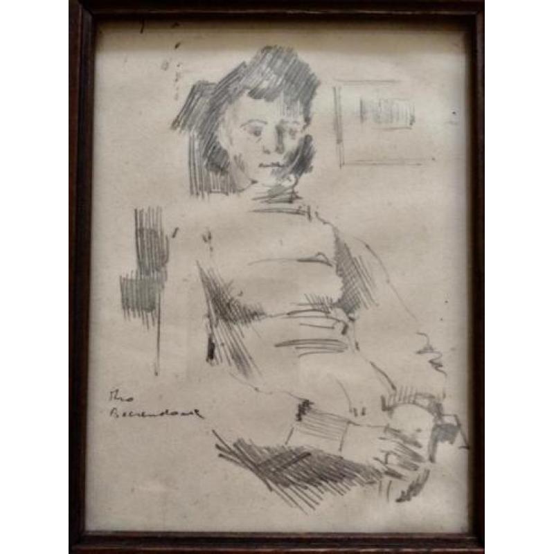 Drie tekeningen portret Theo Beerendonk Amsterdamse school