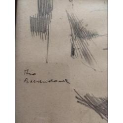 Drie tekeningen portret Theo Beerendonk Amsterdamse school