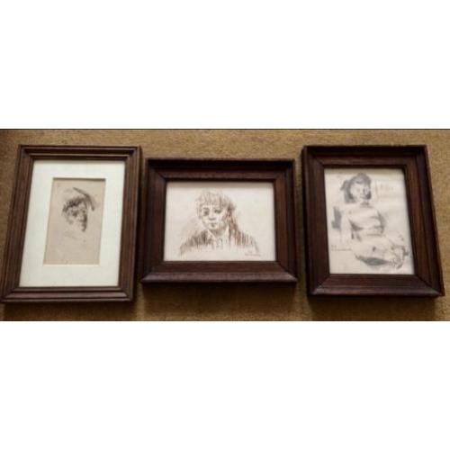 Drie tekeningen portret Theo Beerendonk Amsterdamse school