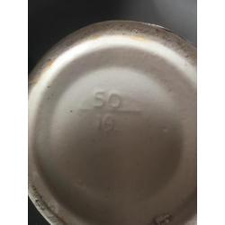 mooie artdeco stijl glazed double handled mintgroene vaas