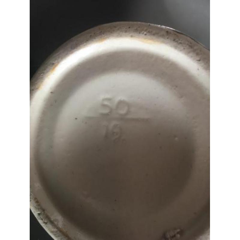 mooie artdeco stijl glazed double handled mintgroene vaas