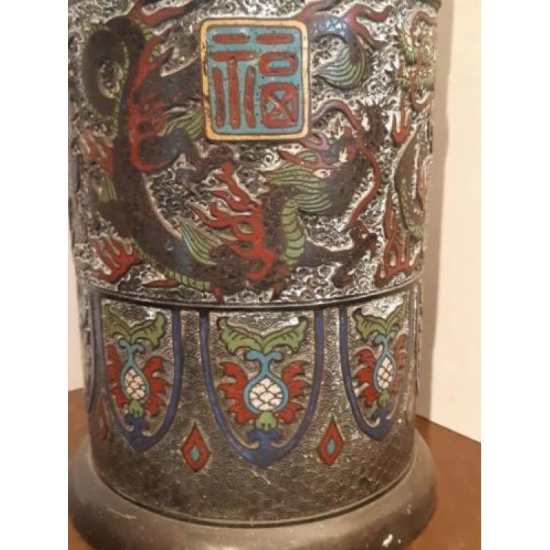 Antiek chinees cloisonne paraplubak