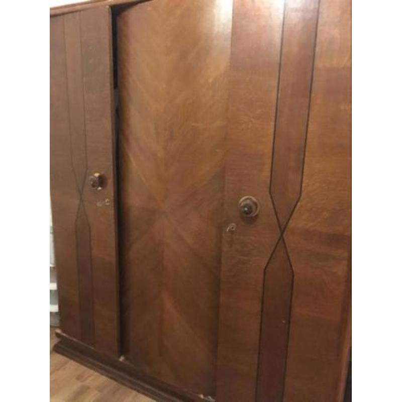 Vintage art deco 3 deurs kledingkast jaren 30