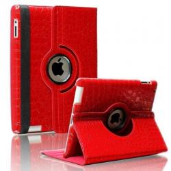 iPad 2 3 4 Krokodillen lederen hoes 360 graden leer Rood