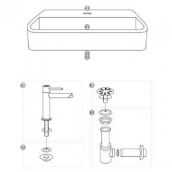 Fonteinset Differnz Ovale Small 38x24x7 cm Keramiek Wit (...