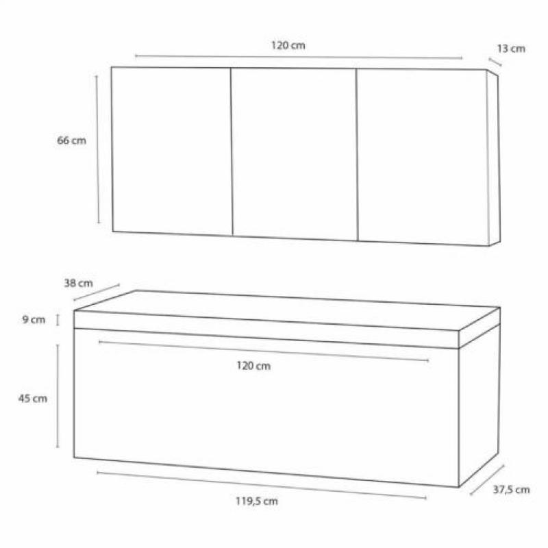 Badmeubelset Differnz Shallow 120x54x38 cm Mat Zwart (Met...