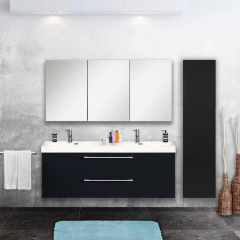 Badmeubelset Differnz Shallow 120x54x38 cm Mat Zwart (Met...