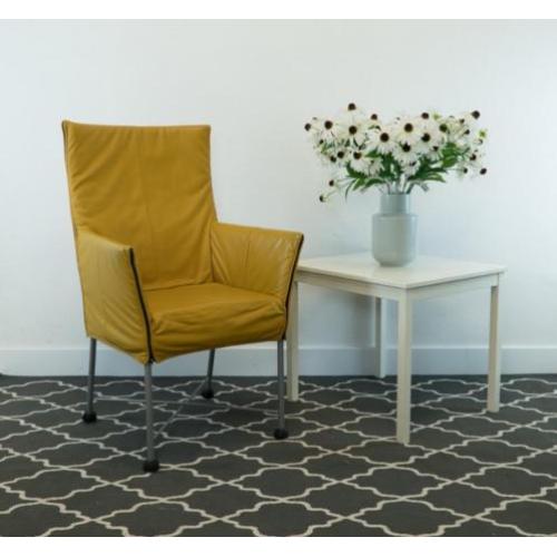 Set van 8 Montis Chaplin stoelen geel leder, grijs onderstel