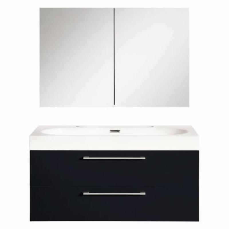 Badmeubelset Differnz Shallow 100x54x38 cm Mat Zwart (Met...