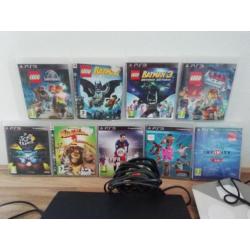 Goedwerkende Playstation 3 met 1 controller en 9 spellen.