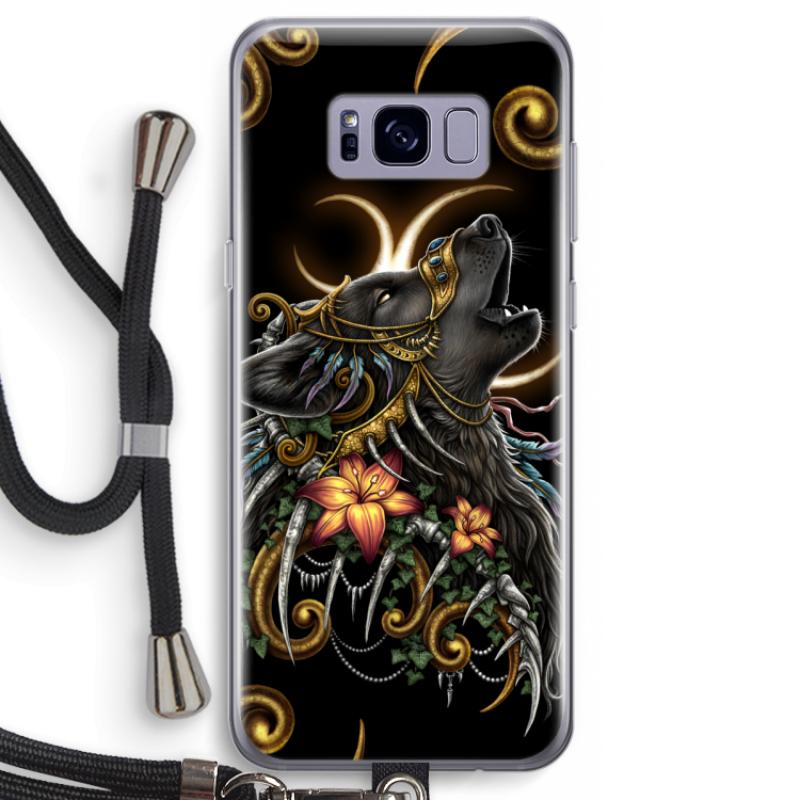 Huilende Wolf: Samsung Galaxy S8 Transparant Hoesje met koord