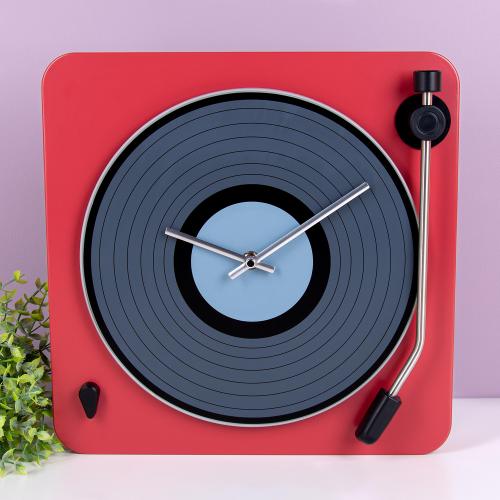 Platenspeler Klok - Rood